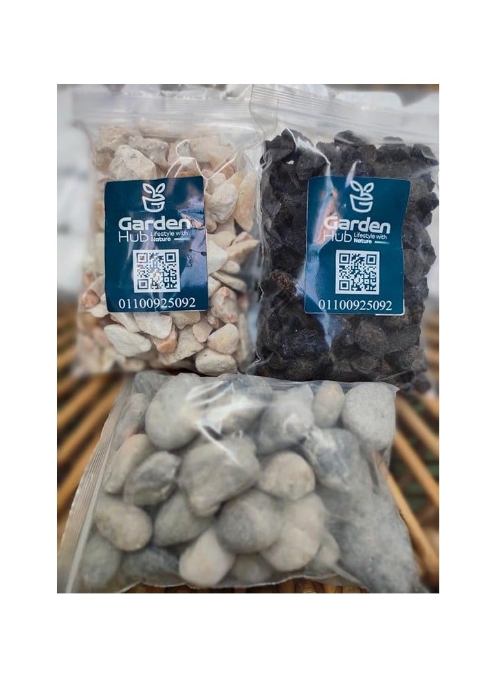 أحجار ديكورية من Garden Hub، ألوان مختلطة، حصى طبيعية للمناظر الطبيعية، عبوة من 3 قطع - Image 1