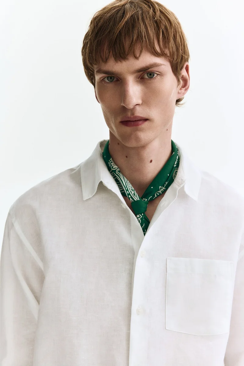 H&M  Relaxed Fit Linen-blend shirt for Men | Best Price UAE
