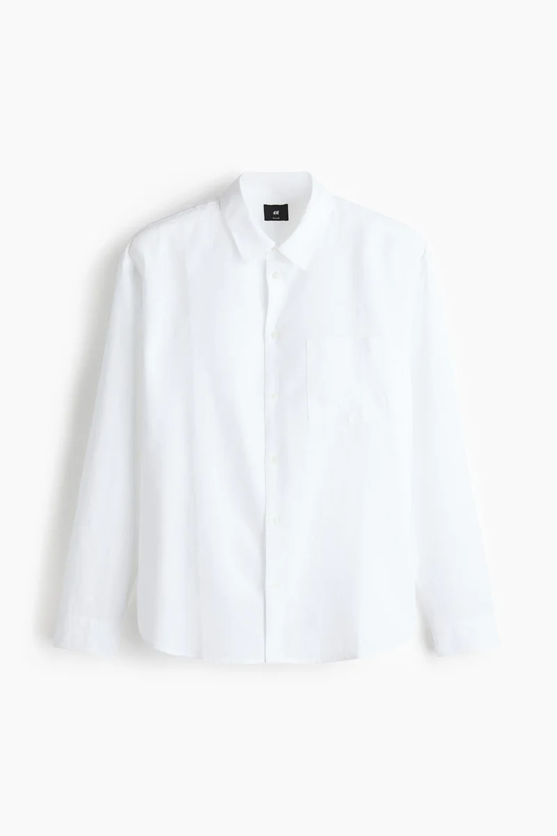H&M  Relaxed Fit Linen-blend shirt for Men | Best Price UAE
