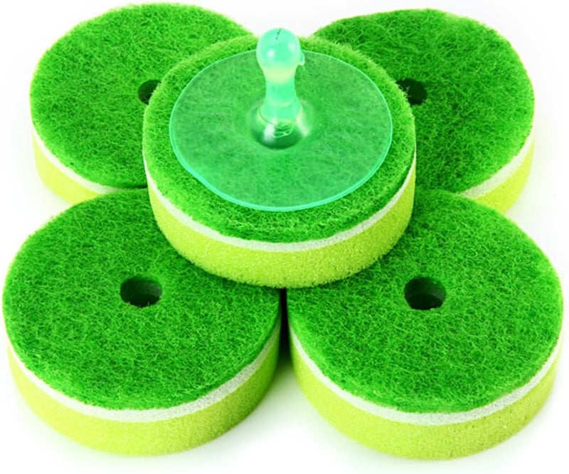 woobles Double Side Round Shape Scrub Sponge Dish Pad Cleaner (Random Color) 5pcs - Image 2