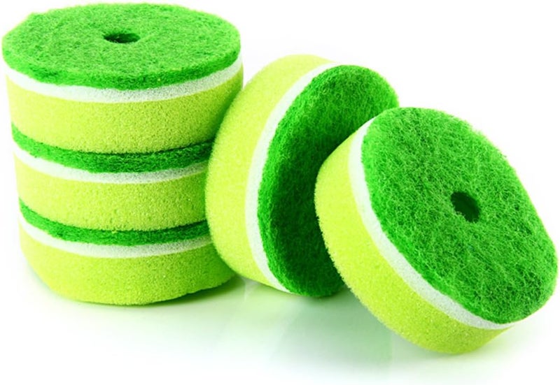 woobles Double Side Round Shape Scrub Sponge Dish Pad Cleaner (Random Color) 5pcs - Image 1