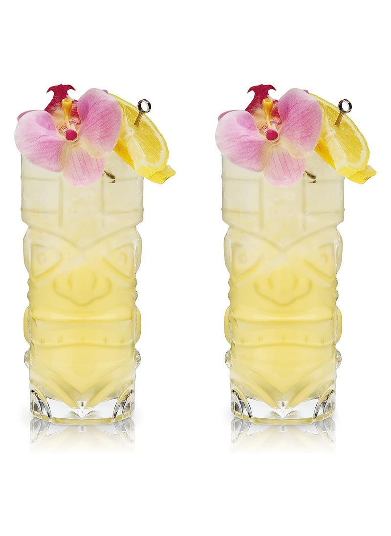 Generic - Set of 2 Premium Lead-Free Crystal Clear Tiki Glasses for Weddings and Parties 14 oz Gift Set - Image 1