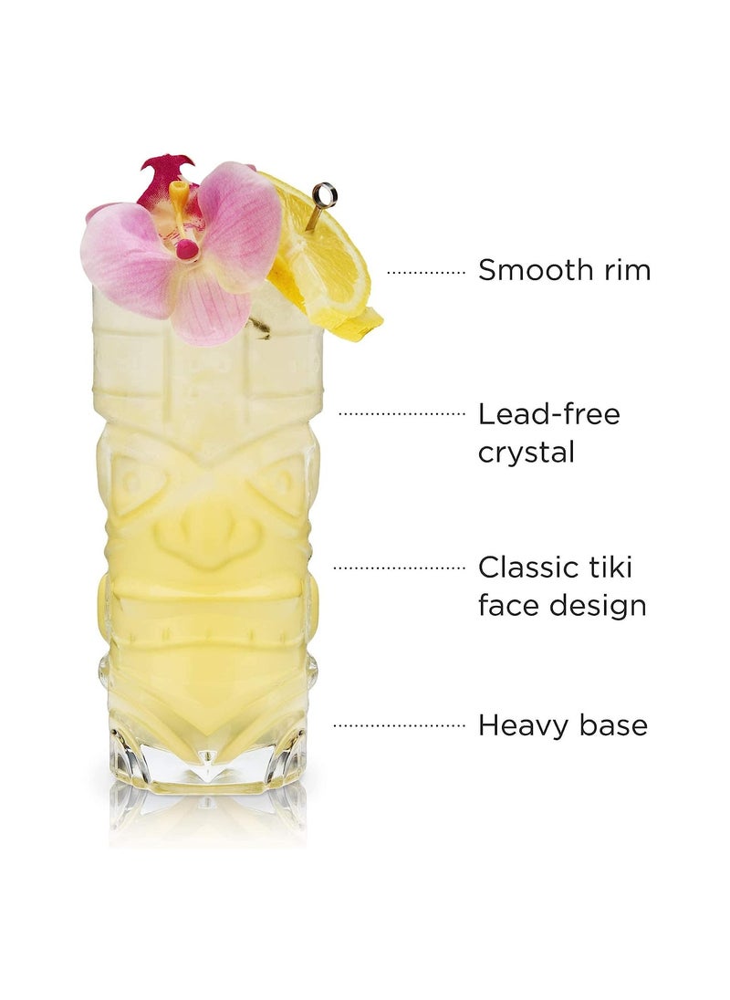 Generic - Set of 2 Premium Lead-Free Crystal Clear Tiki Glasses for Weddings and Parties 14 oz Gift Set - Image 1