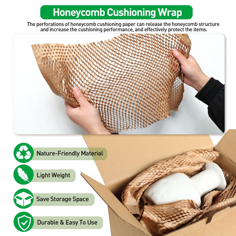 MAXECHO 50 Sheets Honeycomb Packing Paper Expanded Size 12" Ã— 16" Unexpanded Size 14.5" Ã— 11" Bubble Cushioning Wrap for Moving Shipping Products Gifts Wrapping Essentials Packaging Materials Supplies - Image 4