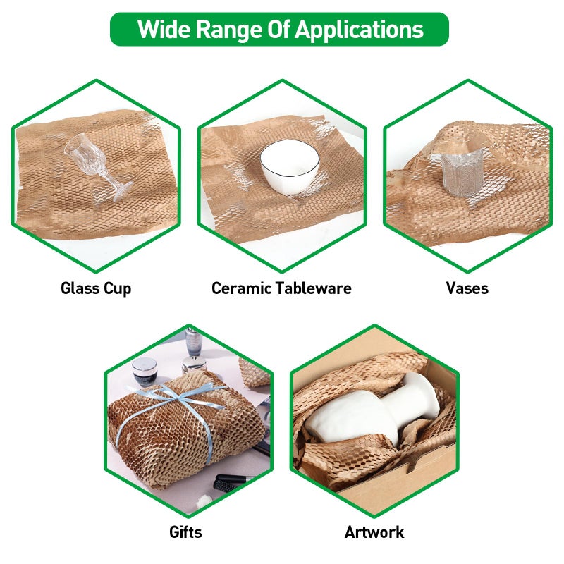 MAXECHO 50 Sheets Honeycomb Packing Paper Expanded Size 12" Ã— 16" Unexpanded Size 14.5" Ã— 11" Bubble Cushioning Wrap for Moving Shipping Products Gifts Wrapping Essentials Packaging Materials Supplies - Image 3