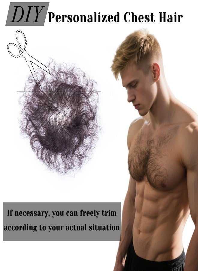 INFTOYCO Fake Chest Hair Body Hairs Adding Hair Volume Enhancement of Manliness Handmade Full Lace Fake Realistic Chest hair (Round-Brownish Black) - Image 2
