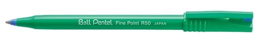 Pentel قلم رولر بال من بنتل R50 برميل أخضر حبر مائي 0.8 مم طرف 0.4 مم خط أزرق مرجع R50-C [عبوة من 12] - Image 4