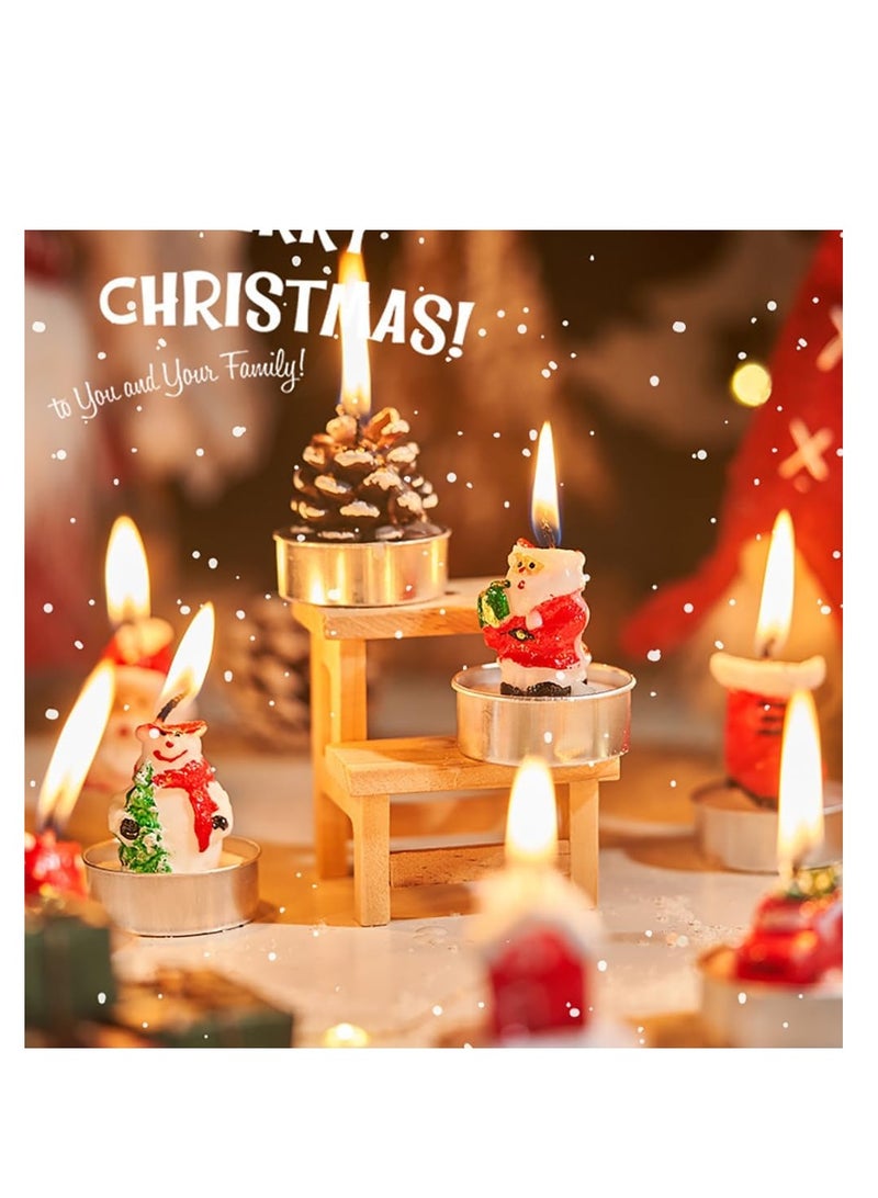 شموع عيد الميلاد التي لا تدخن، أضواء شاي عيد الميلاد، شموع زينة عيد الميلاد، بما في ذلك شجرة عيد الميلاد، وسانتا كلوز، ورجل الثلج، والمنزل، والشموع على شكل أكواز الصنوبر (رجل الثلج) - Image 3
