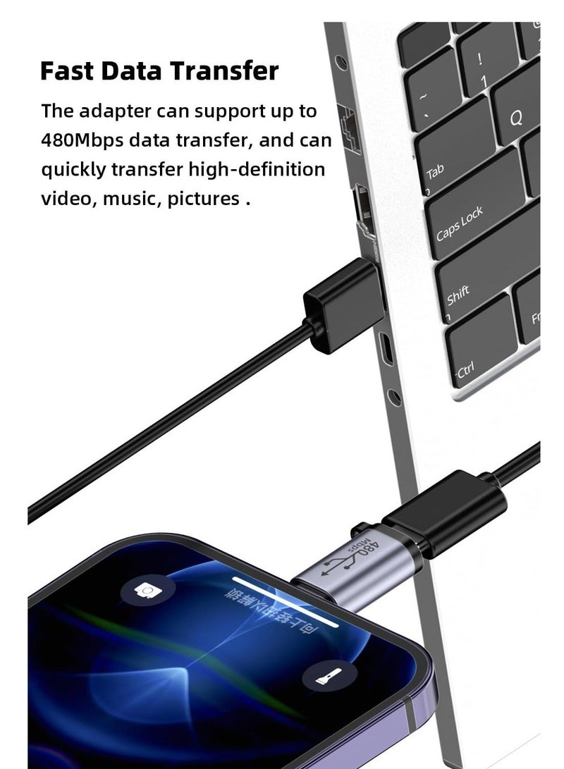 8 Pack USB C Lightning to Micro USB Adapter,  Micro USB and Lighting to USB C Extender, USB C Micro USB to Mini USB Connector use any interface, Black - Image 4