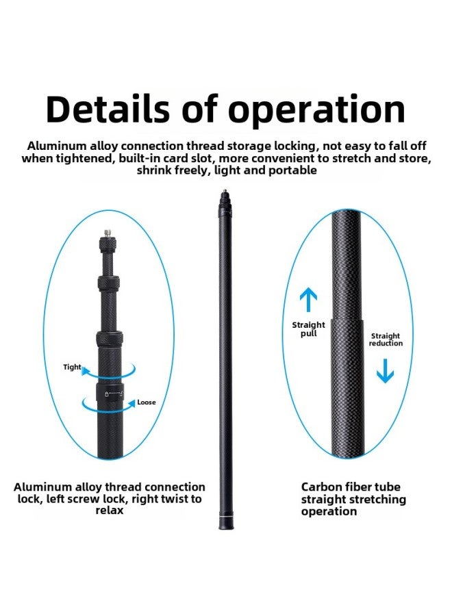 Happy To 3 Meters Carbon Fiber Extension Selfie Stick Telescopic Insta360 Panoramic Sports Camera Mobile Phone Eyes 1.5-Color:Gray GP150  - Image 4