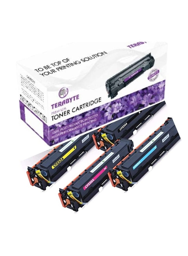 Terabyte 4 Pack CF530A CF531A CF532A CF533A 205A HP Compatible Toner Cartridges for HP Color LaserJet Pro MFP - Image 1