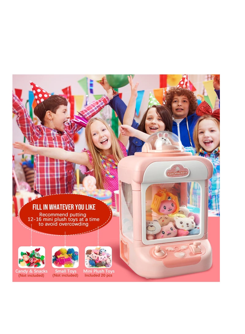 SYOSI Claw Machine for Kids Mini Vending Machines Candy Grabber Prize Dispenser Toys for Girls Boys Electronic Arcade Claw Game Machine for Party Birthday  Gifts with Lights Sound&20 Mini Plush Toys - Image 3
