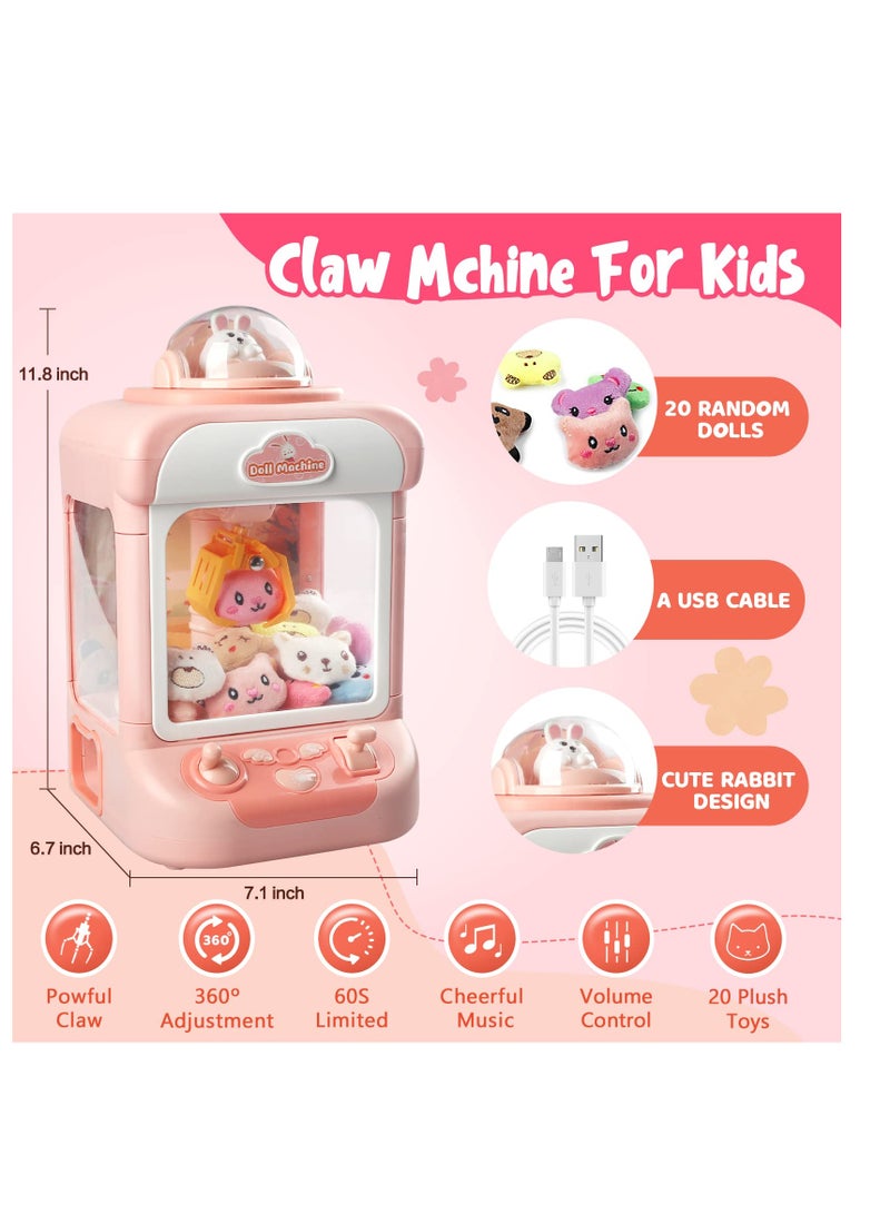 SYOSI Claw Machine for Kids Mini Vending Machines Candy Grabber Prize Dispenser Toys for Girls Boys Electronic Arcade Claw Game Machine for Party Birthday  Gifts with Lights Sound&20 Mini Plush Toys - Image 5