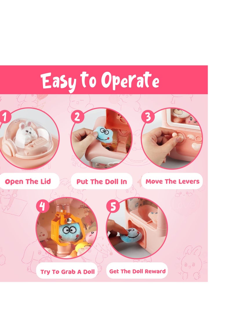 SYOSI Claw Machine for Kids Mini Vending Machines Candy Grabber Prize Dispenser Toys for Girls Boys Electronic Arcade Claw Game Machine for Party Birthday  Gifts with Lights Sound&20 Mini Plush Toys - Image 4