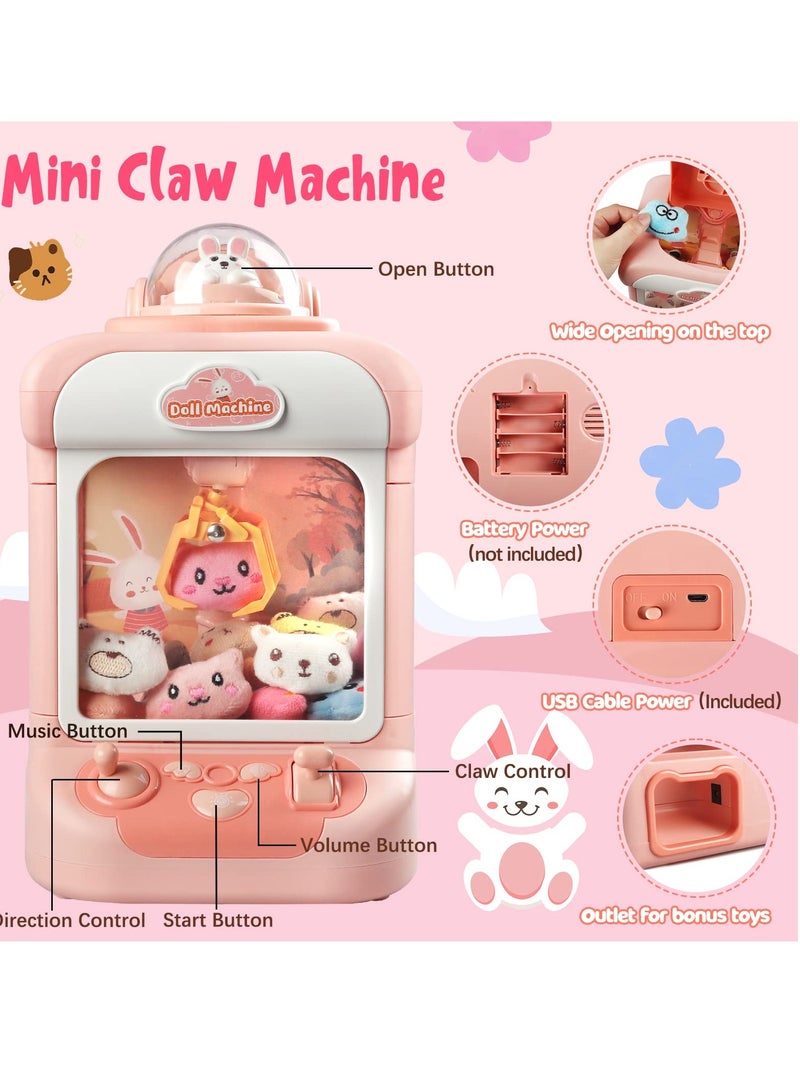 SYOSI Claw Machine for Kids Mini Vending Machines Candy Grabber Prize Dispenser Toys for Girls Boys Electronic Arcade Claw Game Machine for Party Birthday  Gifts with Lights Sound&20 Mini Plush Toys - Image 2