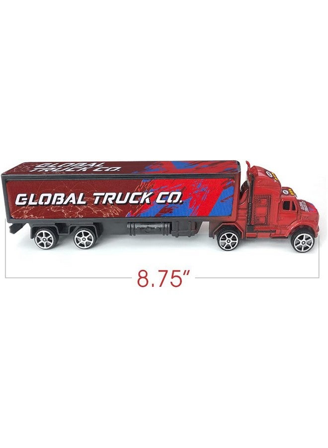 ArtCreativity Pullback Semi Truck Toys, Set Of 2, Pull Back Truck Toys For Kids In Red & Blue, Trailer Trucks For Hours Of Pretend Play, Unique Car Party Decorations And Boys’ Room Decor - Image 3