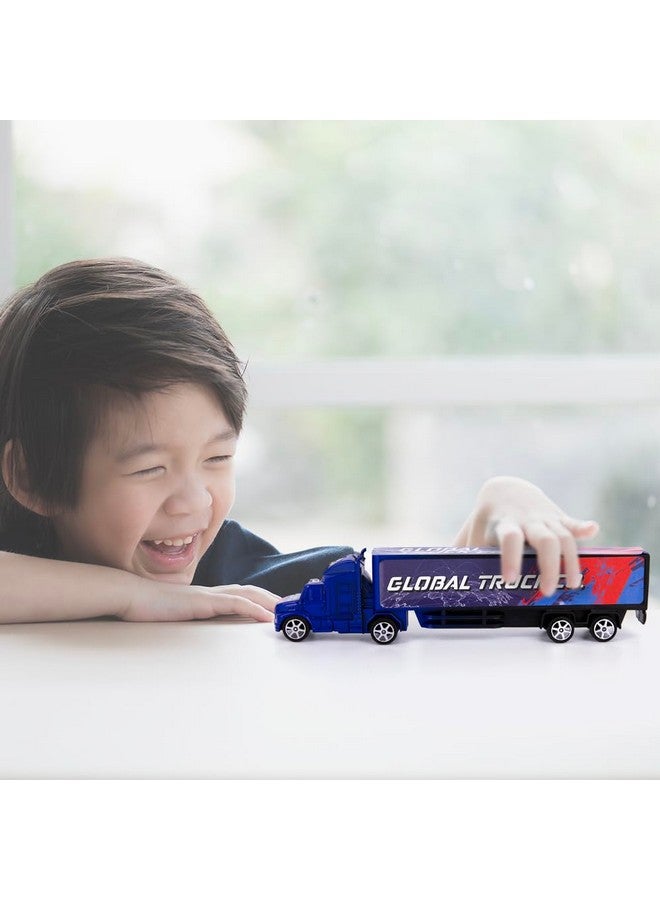 ArtCreativity Pullback Semi Truck Toys, Set Of 2, Pull Back Truck Toys For Kids In Red & Blue, Trailer Trucks For Hours Of Pretend Play, Unique Car Party Decorations And Boys’ Room Decor - Image 5
