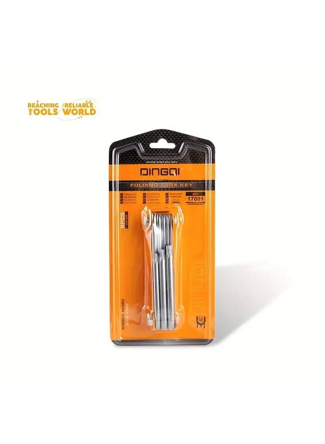 8 Pcs Foldable Torx Star Keys Set Size 9 10 15 20 25 27 30 40 Slip Resistant Portable Tool Kit - Image 1