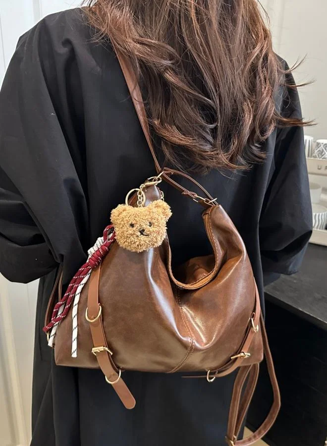 Take Two Brown Faux Leather Shoulder Bag