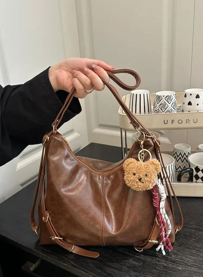 Take Two Brown Faux Leather Shoulder Bag