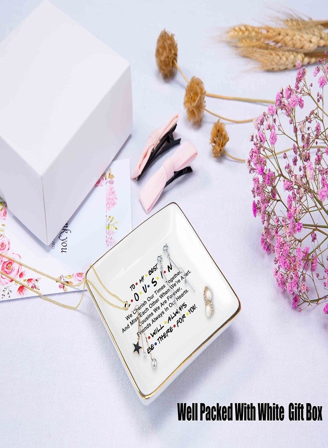 Topthink To My Best Cousin - I Will Always Be There for You - Ceramic Jewelry Holder Ring Dish Trinket Tray - Birthday Christmas Graduation Wedding Gifts for Cousin,Women,Her - Friends TV Show - Image 2