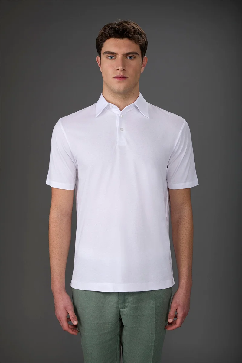 Men's short-sleeved polo shirt in organic cotton - White
