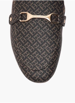Flora Bella By Shoexpress Monogram Print Slip-On Mules with Metal Accent  - Image 4