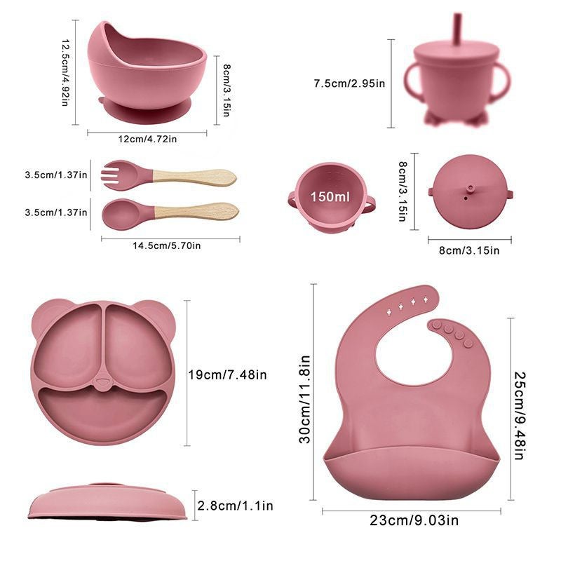 6-Piece Silicone Feeding Set with Suction Plate for Baby - Image 2
