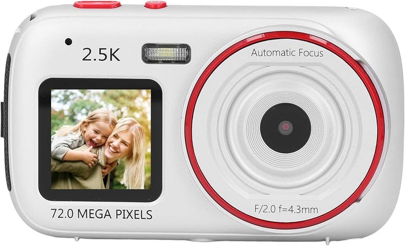 Silver Digital Camera 72MP 2 5K Dual Screen Autofocus Vlogging Camera 16X Zoom Anti Shake Compact Camera for Teens Adults Beginners - Image 1