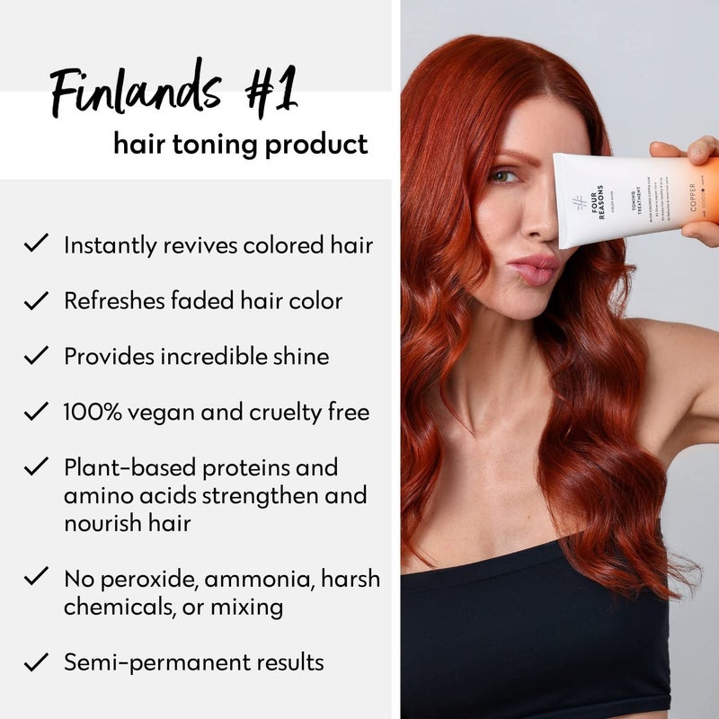 Four Reasons Color Mask - Copper - (27 Colors) Toning Treatment, Color Depositing Conditioner, Tone & Enhance Color-Treated Hair - Semi Permanent Hair Dye, Vegan and Cruelty-Free, 6.76 fl oz - Image 5