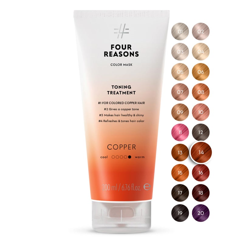 Four Reasons Color Mask - Copper - (27 Colors) Toning Treatment, Color Depositing Conditioner, Tone & Enhance Color-Treated Hair - Semi Permanent Hair Dye, Vegan and Cruelty-Free, 6.76 fl oz - Image 1