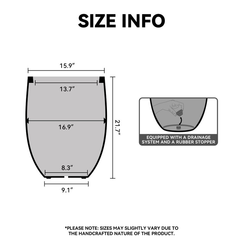 Kante 21.7 Inch Tall Concrete Planter, Large Indoor Outdoor Plant Pot with Drainage, Smooth White Finish with Painted Interior, Ideal for Porch, Home, Garden, Patio - Image 2