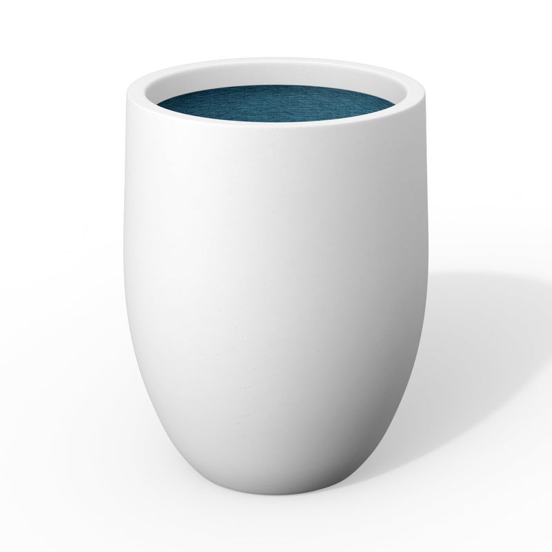 Kante 21.7 Inch Tall Concrete Planter, Large Indoor Outdoor Plant Pot with Drainage, Smooth White Finish with Painted Interior, Ideal for Porch, Home, Garden, Patio - Image 1