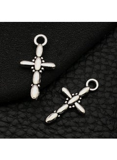 Vintage Silver-Tone Cross Hollow Charms for DIY Jewelry 18726-ancient silver zinc alloy oval cross 12x23-1g