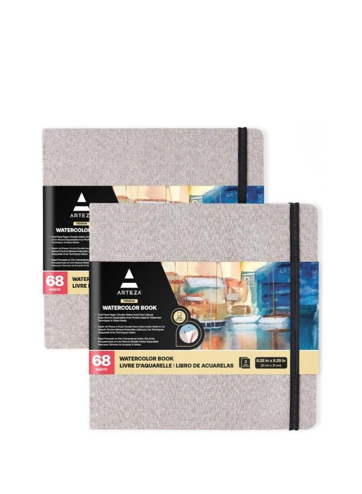 Watercolor Book, Gray, (8.25 x 8.25 inch, 230 gsm), 34 sheets, 1 pack