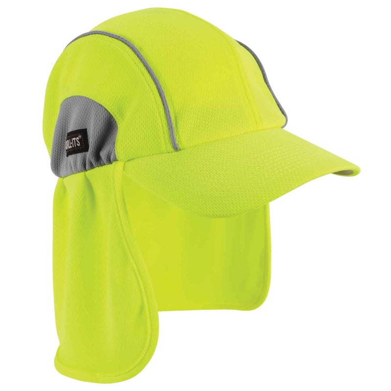 Ergodyne Chill Its 6650 Baseball Cap, Hat with Neck Shade, Sweat Wicking, High Visibility ,UPF 50+ protection, Lime - Image 1