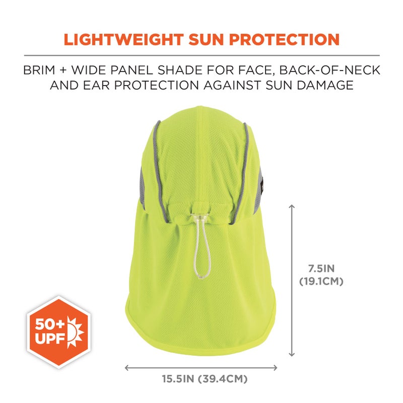 Ergodyne Chill Its 6650 Baseball Cap, Hat with Neck Shade, Sweat Wicking, High Visibility ,UPF 50+ protection, Lime - Image 3