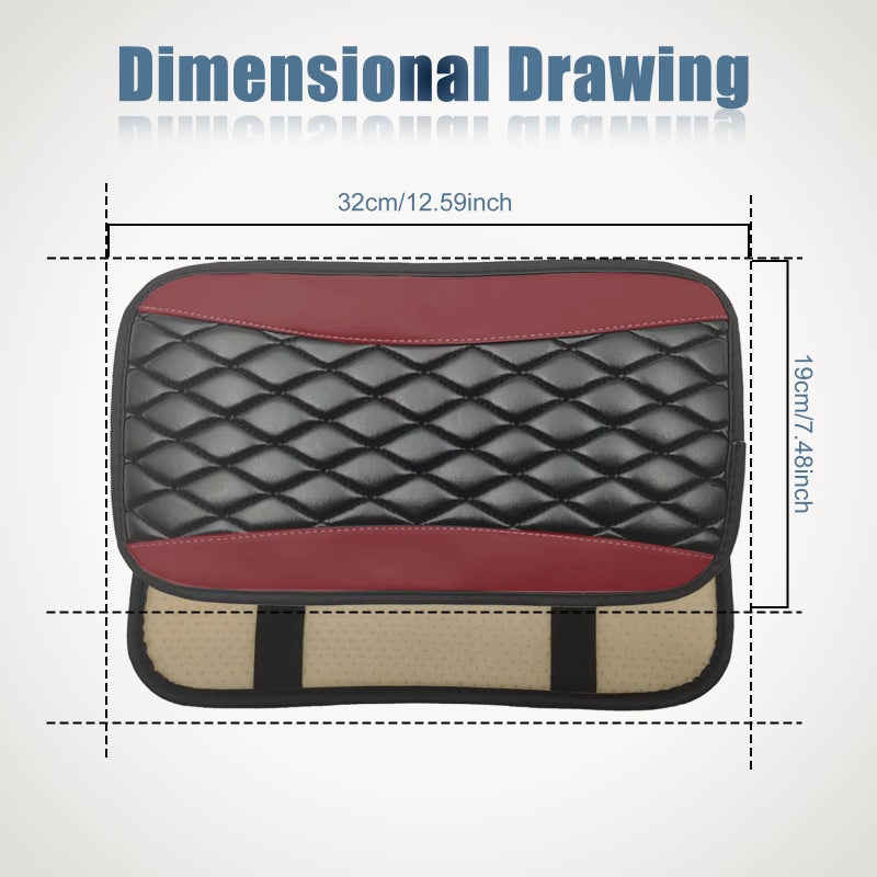 Vrasly Car Center Console Cover, Universal Leather Waterproof Armrest Seat Box Cover Protector, Comfortable Car Decor Accessories Fit for Most Cars, Vehicles, SUVs-Wine Red - Image 2