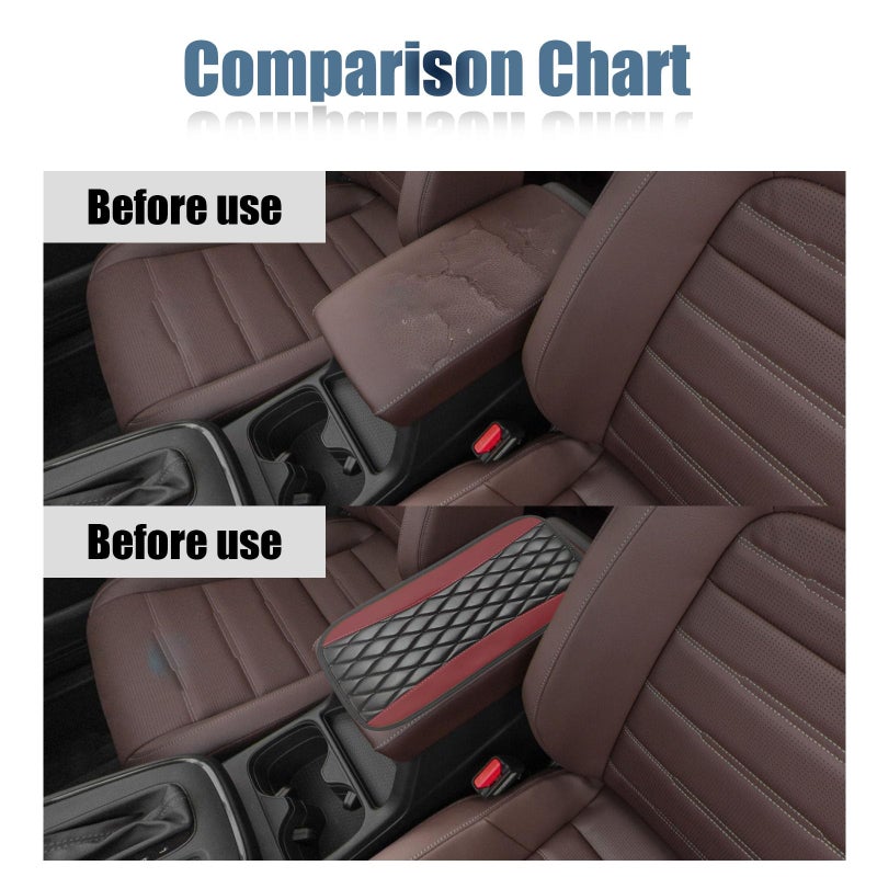 Vrasly Car Center Console Cover, Universal Leather Waterproof Armrest Seat Box Cover Protector, Comfortable Car Decor Accessories Fit for Most Cars, Vehicles, SUVs-Wine Red - Image 5
