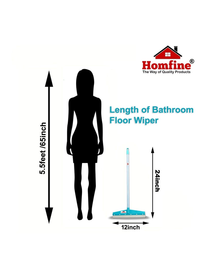 Homfine - Homfine Small Size Pack Of 2 Bathroom Floor Wiper For Multipurpose Use (Handle Size 24In, Wipe 12In, 2Pcs), Multicolor - Image 1