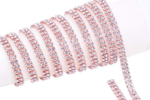 KAOYOO 2 Rows 2 Yards Crystal Rhinestone Close Chain Trim for Sewing CraftDIY Decoration4MM - Image 1