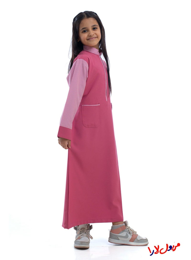 مريول لارا مريول كويتي ابتدائي وردي – زي مدرسي بناتي أنيق بخامة مريحة - Image 5