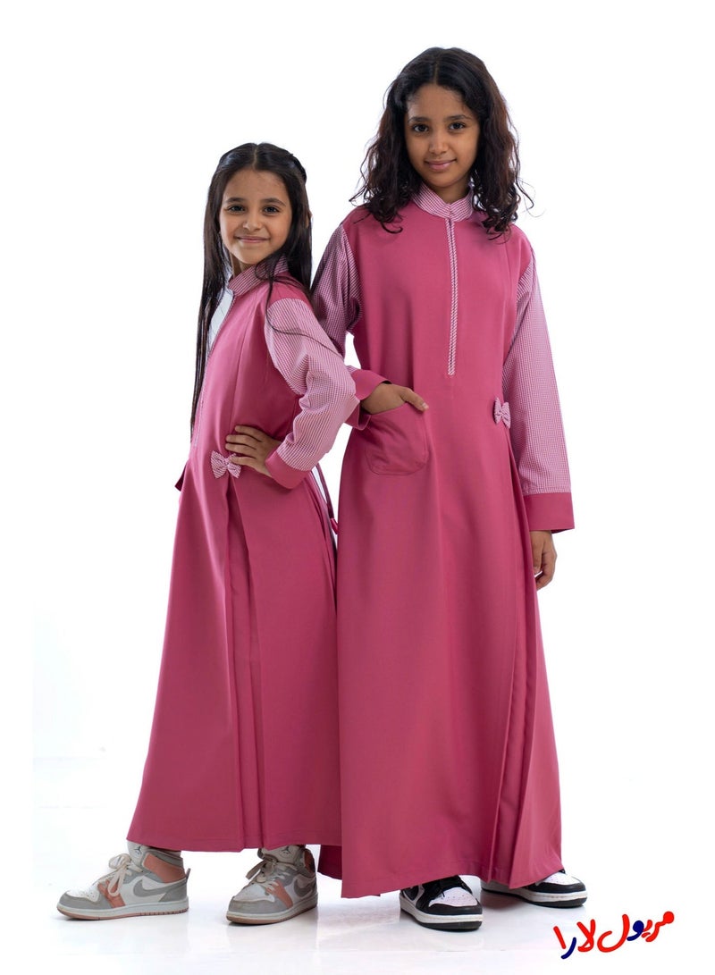 مريول لارا مريول كويتي ابتدائي وردي – زي مدرسي بناتي أنيق بخامة مريحة - Image 4