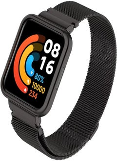 O Ozone Milanese Stainless Steel Band Compatible with Redmi Watch 2 Lite/Xiaomi Mi Watch 2 Lite, Metal Mesh Magnetic loop with Metal Protector Case, Replacement Strap Wristband for Women Men - Black