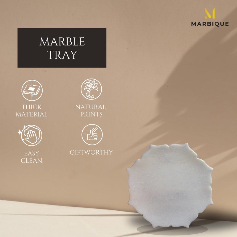 MARBIQUE White Marble Tray Platter Serving Board 22 × 22 cm - Image 4