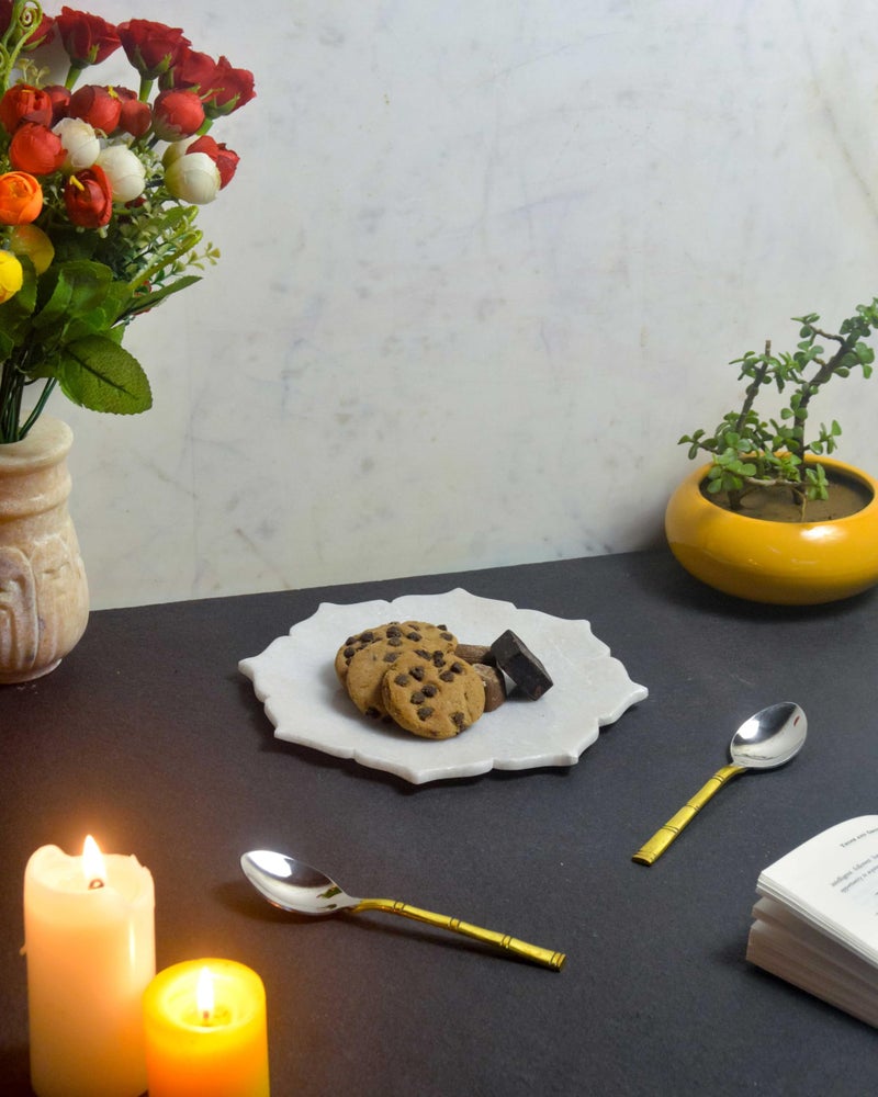 MARBIQUE White Marble Tray Platter Serving Board 22 × 22 cm - Image 3
