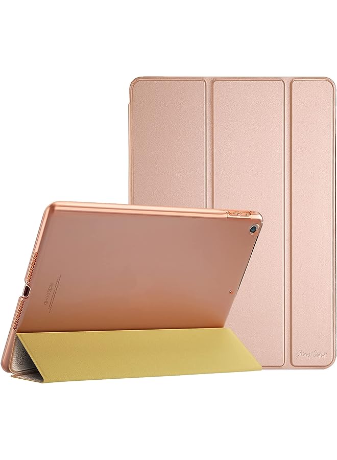 Procases for iPad 9.7 Inch Case iPad 6th/5th Generation Case 2018 2017(Model: A1893 A1954 A1822 A1823), Ultra Slim Lightweight Stand Case with Translucent Frosted Back Smart Cover -Rosegold - Image 1