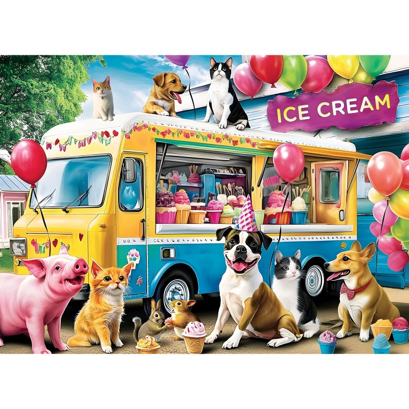 Nitktaia 300 Pieces Puzzles for AdultsIce Cream Truck Jigsaw Puzzle300 Pieces Puzzles for Adults Large PieceFun Animal Puzzles for Kids Ages 810Puzzle for Family Game Nights 205 x 15 in - Image 3