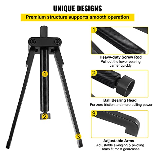 VEVOR Lower Bearing Carrier Puller, Compatible with Yamaha, Johnson, Evinrude, Honda, Mercury, Robust Steel Marine Lower Bearing Puller with Adjustable Arms, Works for Lower Carrier Bearing Removing , Black - Image 4