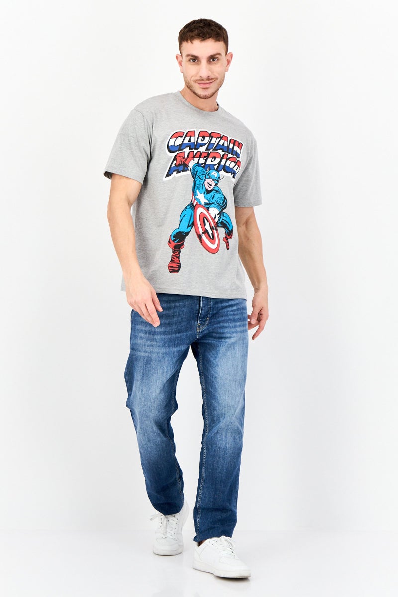 MARVEL Men Crew Neck Short Sleeve Graphic Print T-Shirt, Grey - Image 2